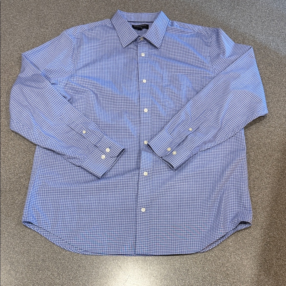 Men’s Banana Republic Blue Checkered Dress Shirt Size XL (17 - 17.5 x 35-36)